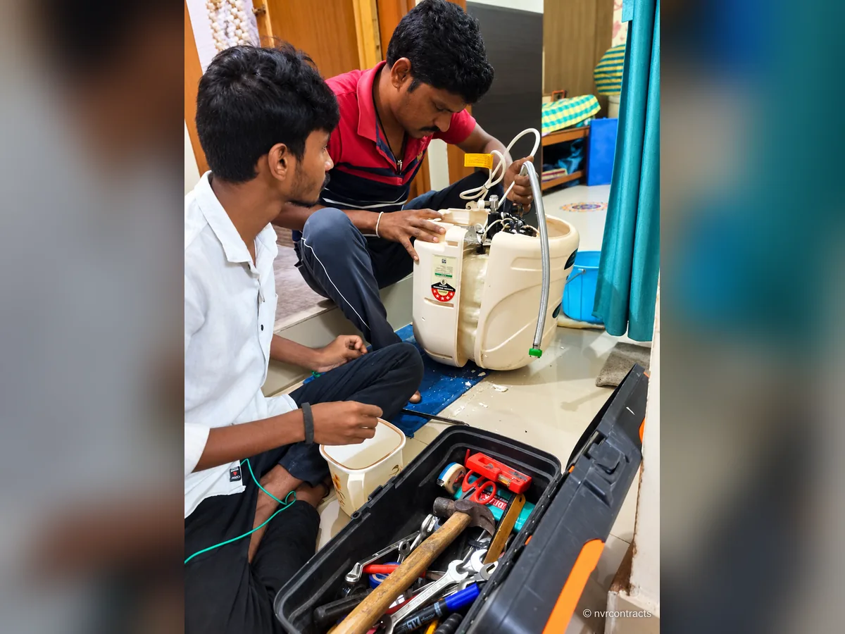 Water heater maintenance work